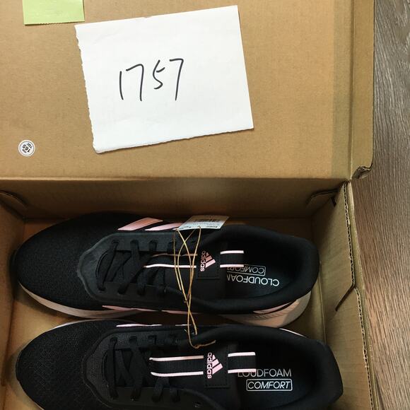 NWT Adidas QT Racer 2.0 Black Pink Cloudfoam Comfort Size 10 Sneakers - Picture 9 of 9